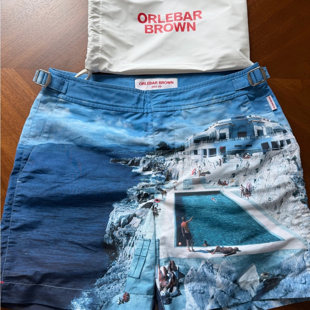 Orlebar Brown men’s swim trunks.